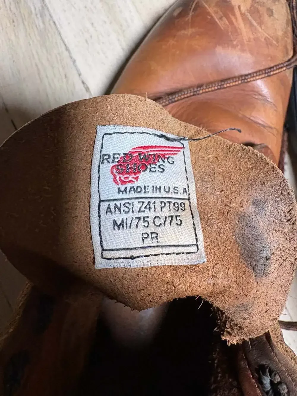Red Wing Men's Vintage Steel Toe Leather Work Boots ANSI Z41 PT99